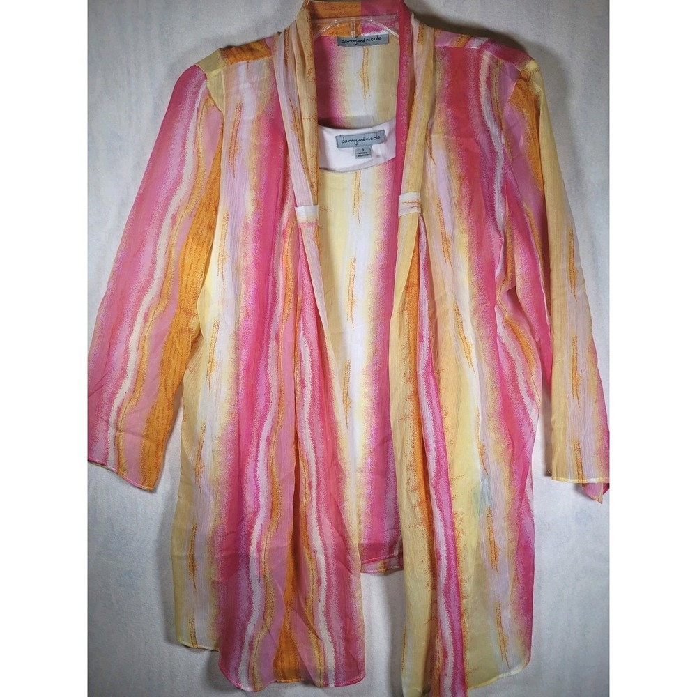 Danny & Nicole 2 pc Top‎ & Cardigan Women's Size 8 Shear Light Spring Pastels